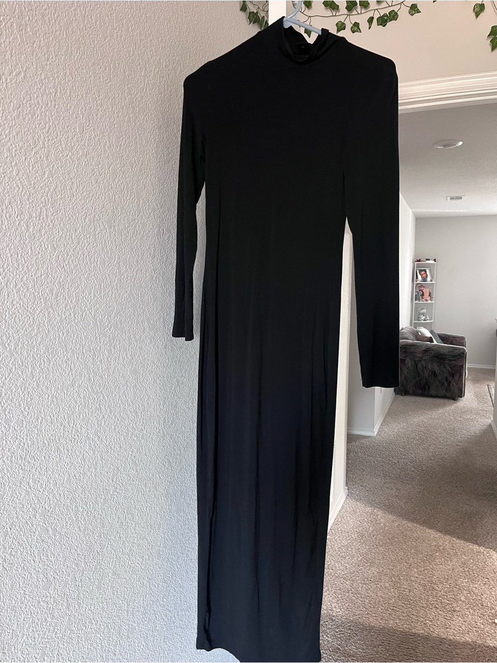 SHEIN Black Long Sleeve Turtleneck Maxi Dress